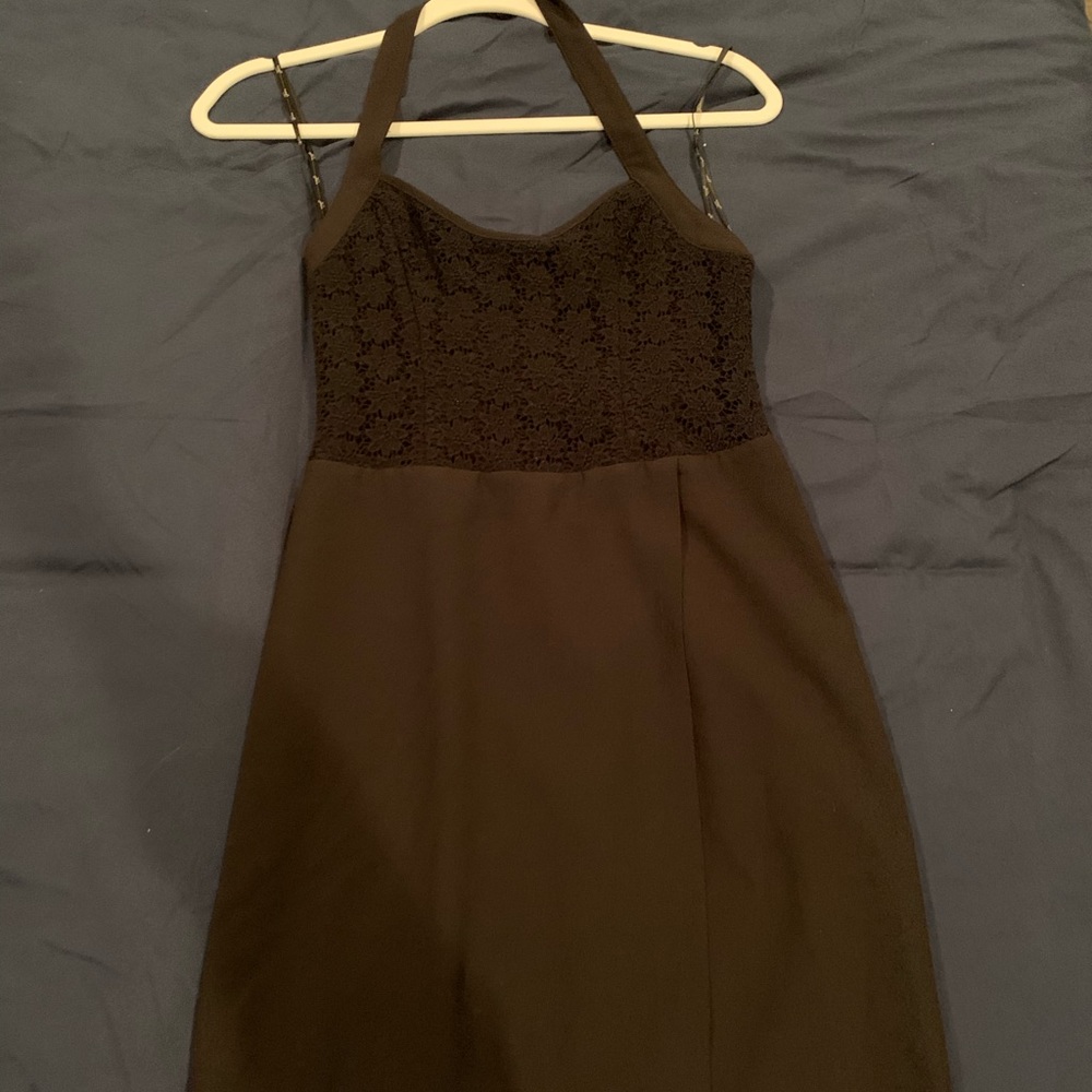 Black Lace Top Halter Dress